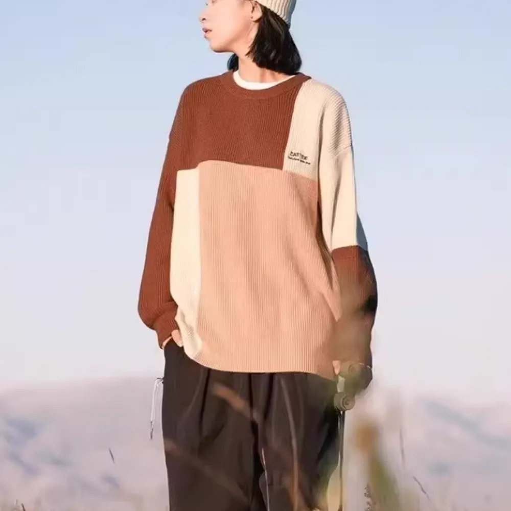 Japanese Geometric Patchwork Sweater