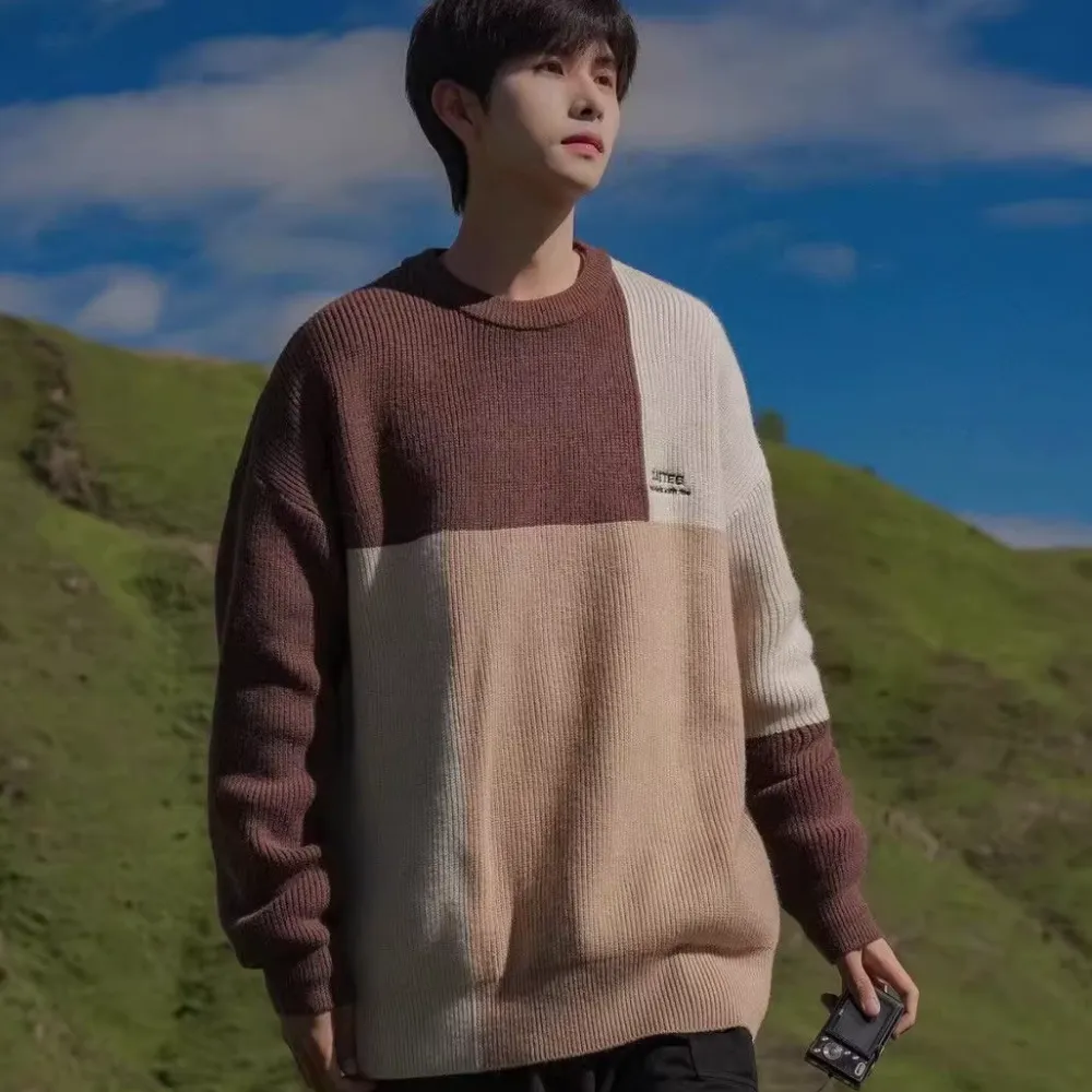 Japanese Geometric Patchwork Sweater