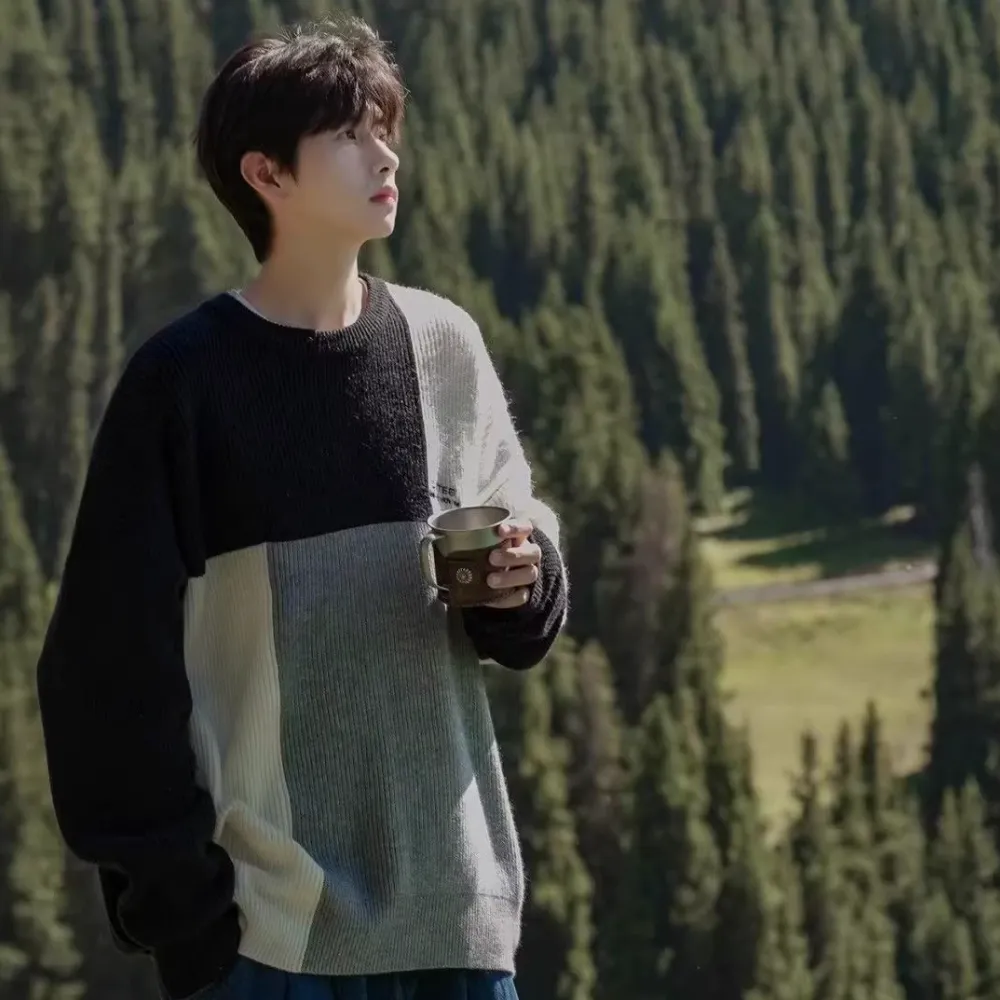 Japanese Geometric Patchwork Sweater