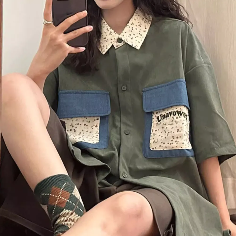 Japanese Patchwork Pocket Floral Collar