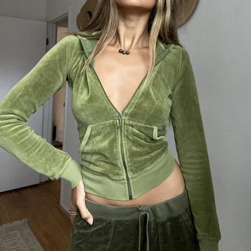 JazzHer 2024 Fall Fashion Y2K Aesthetic Vintage Slim Sweatshirts Embroidery Graphic Pattern Zip Up Hoodies 2000s Retro Grunge Mall Goth Jacket Autumn Coat