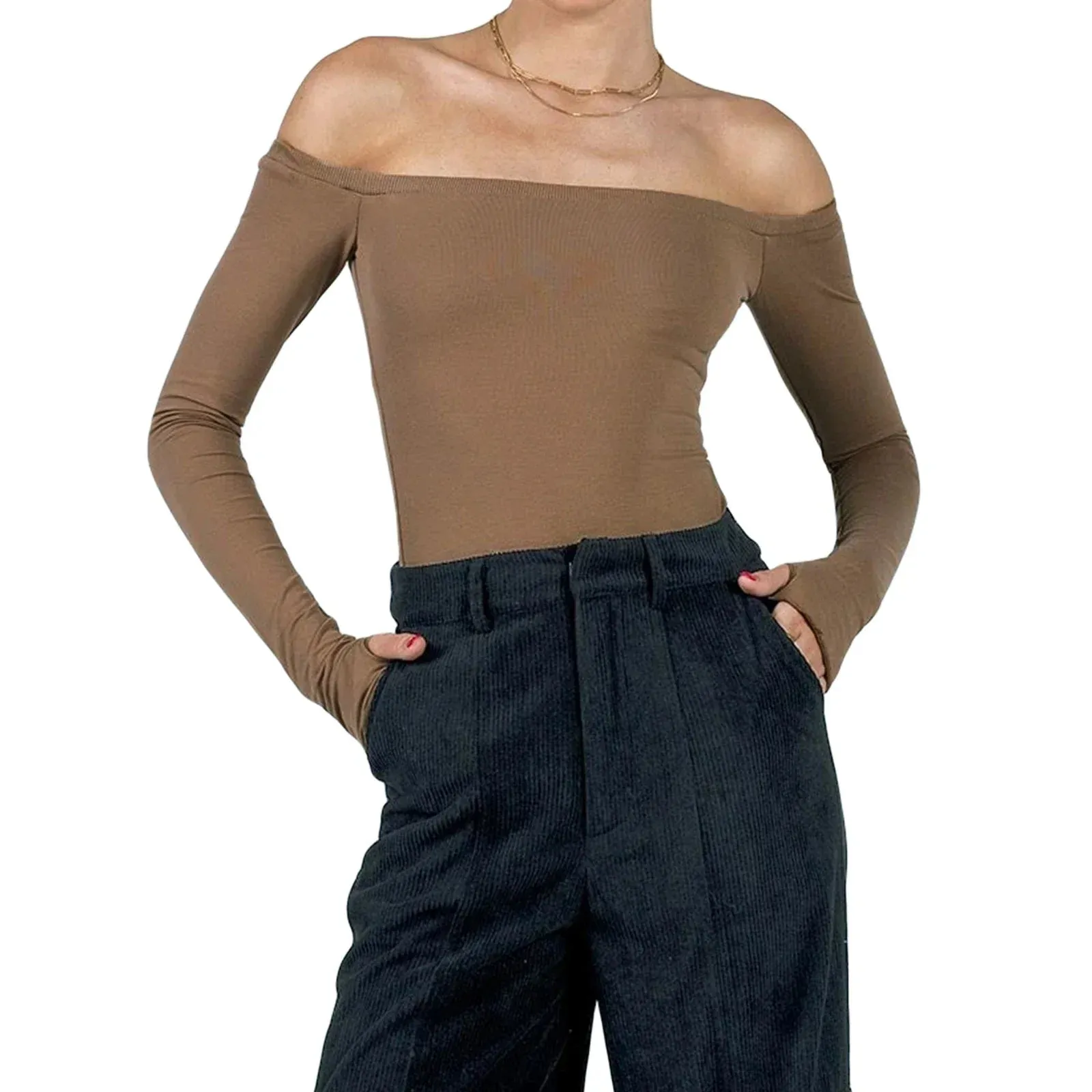 JazzHer Autumn Spring Korean Off Shoulder T-shirt Chic Vintage Backless Slim Fit Crop Tops Women Fairy Coquette Tees Y2K Pretty Outfits