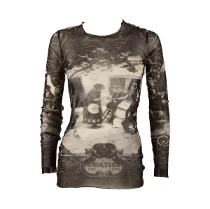 Jean Paul Gaultier Black 'Gothic' Print Top