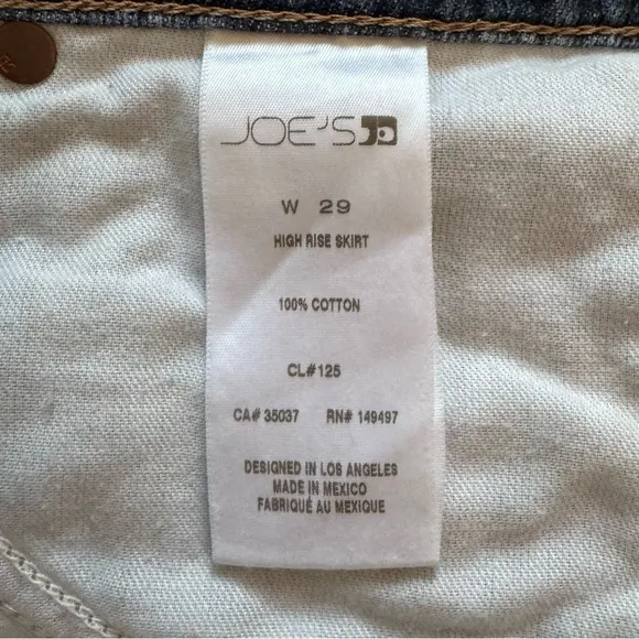 Joe’s Jeans High Rise Denim Mini Skirt 29W