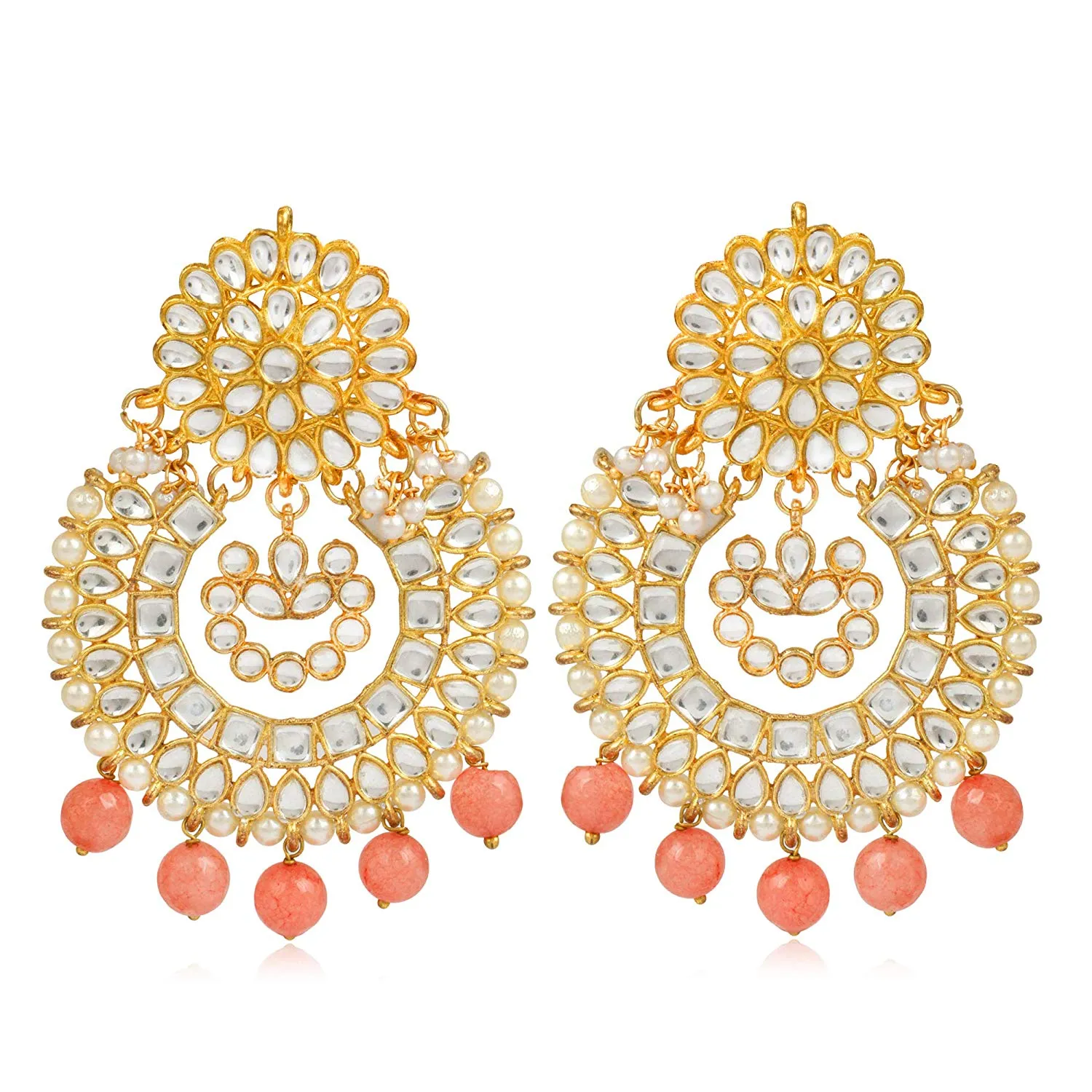 Karatcart GoldPlated Kundan Chandbali Earrings with Maangtikka