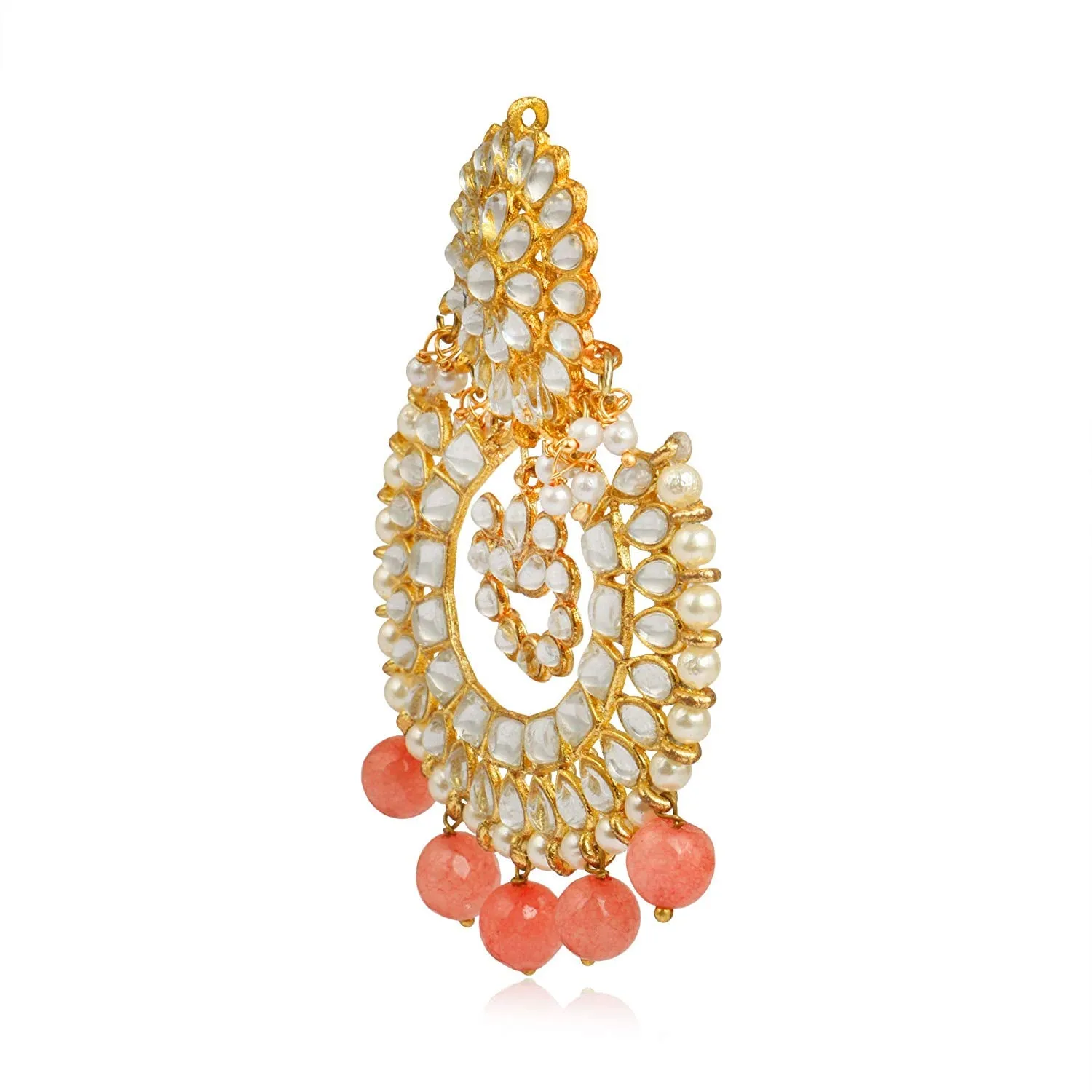 Karatcart GoldPlated Kundan Chandbali Earrings with Maangtikka