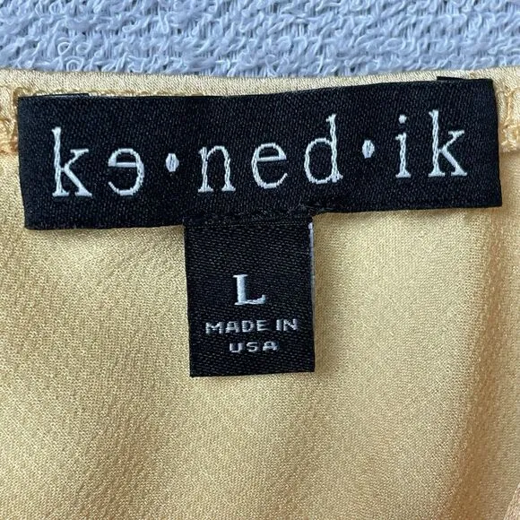 Ke.ned.ik Sleeveless Midi Slip Dress Women’s Size Large Sherbet Orange Draped
