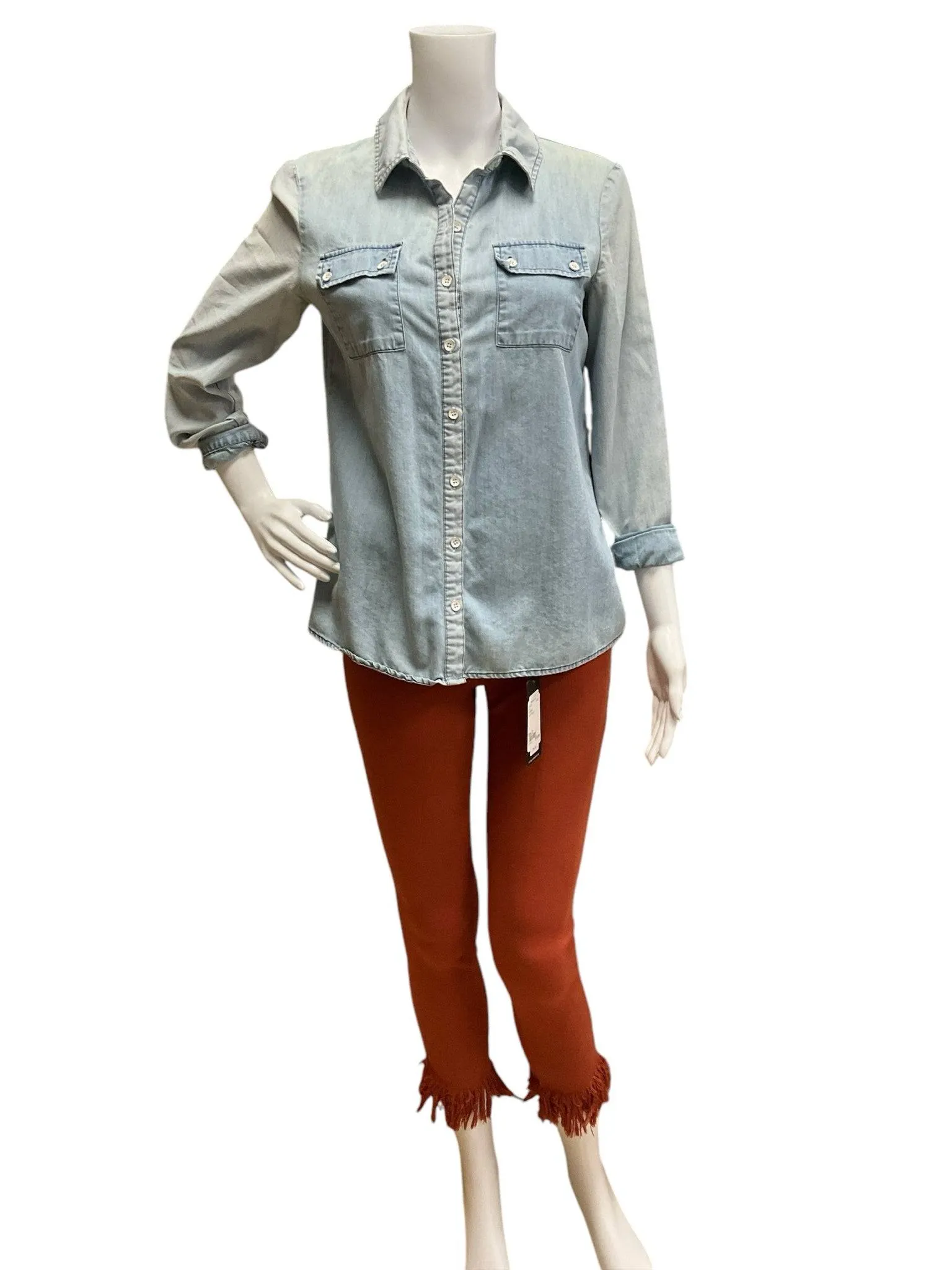 Kensie Blue Denim Top Size Small