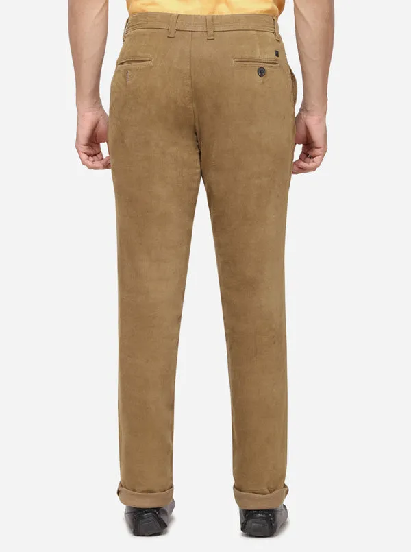 Khaki Solid Uno Fit Casual Trouser | JadeBlue