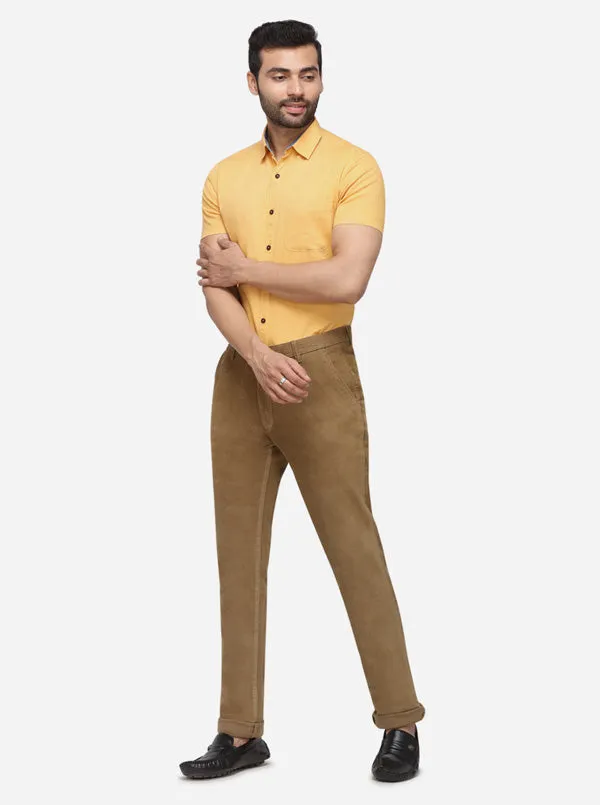 Khaki Solid Uno Fit Casual Trouser | JadeBlue