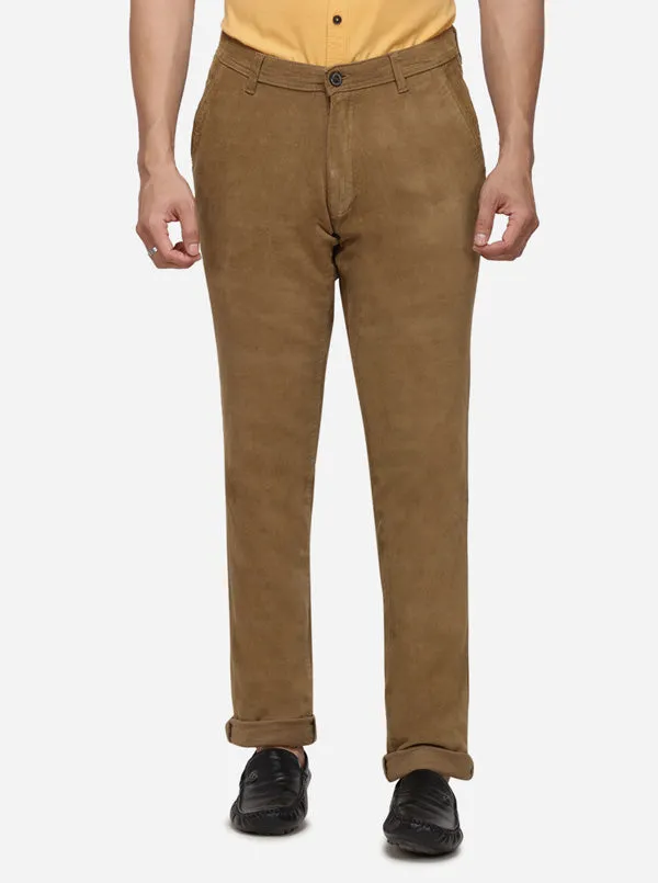 Khaki Solid Uno Fit Casual Trouser | JadeBlue