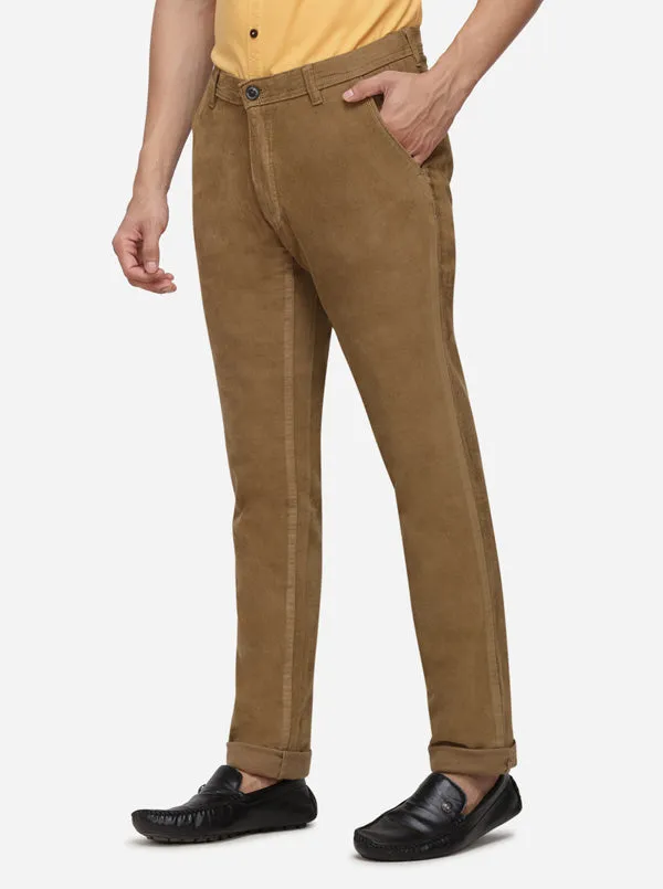 Khaki Solid Uno Fit Casual Trouser | JadeBlue