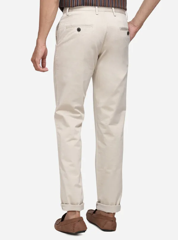 Khaki Solid Uno Fit Casual Trouser | JadeBlue
