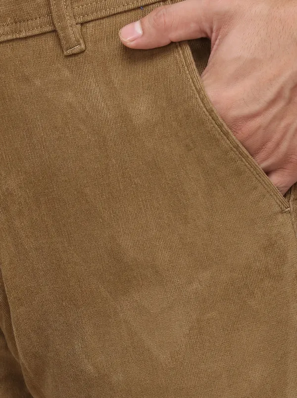 Khaki Solid Uno Fit Casual Trouser | JadeBlue