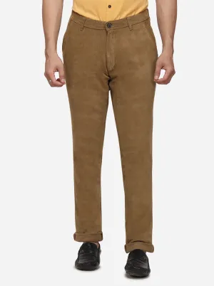 Khaki Solid Uno Fit Casual Trouser | JadeBlue