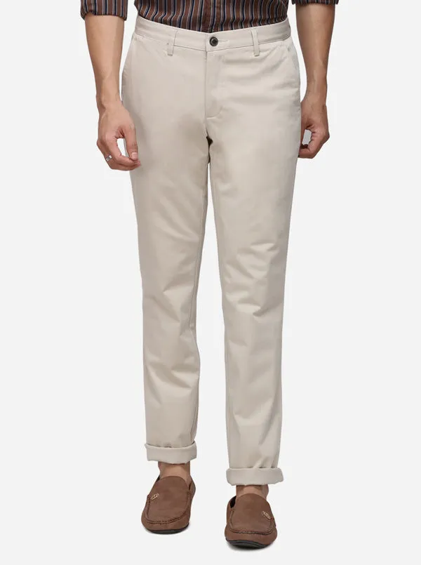 Khaki Solid Uno Fit Casual Trouser | JadeBlue