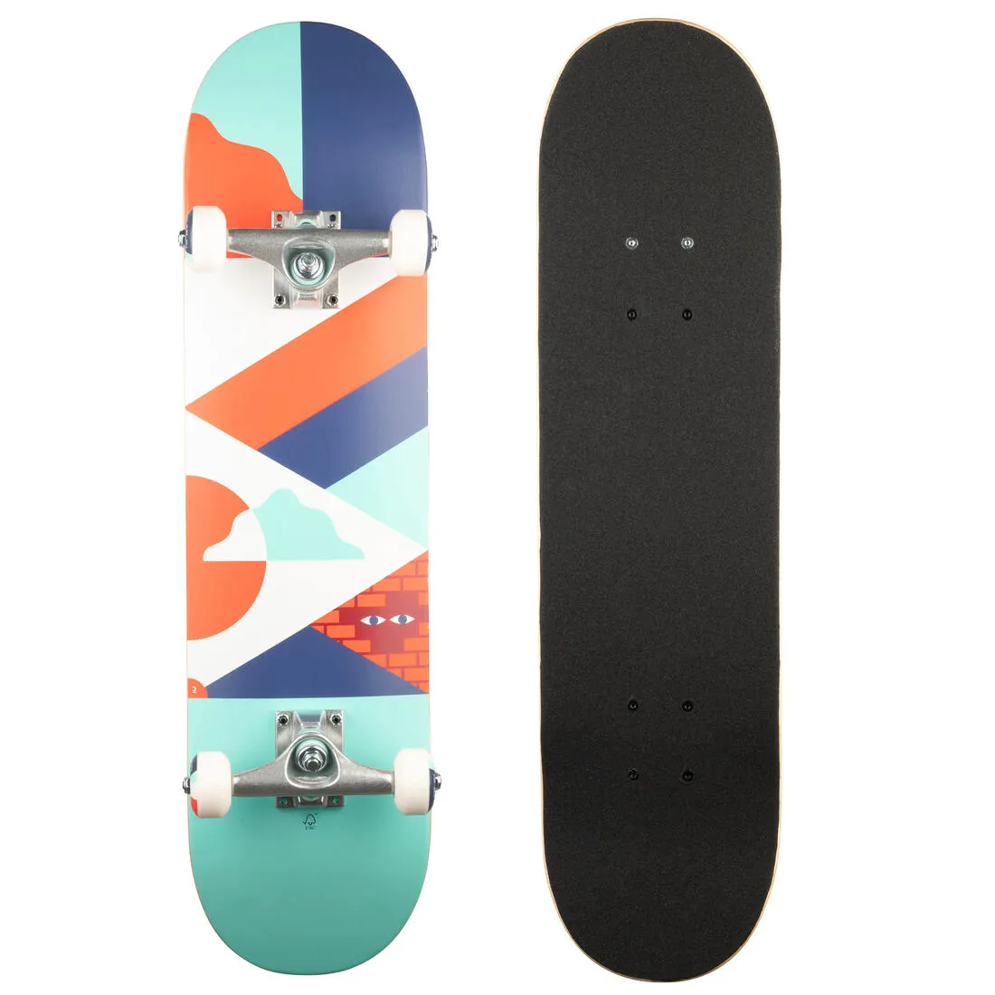 Kids' Skateboard 8-12 Years CP100 Mid Size 7.6" - Geometric