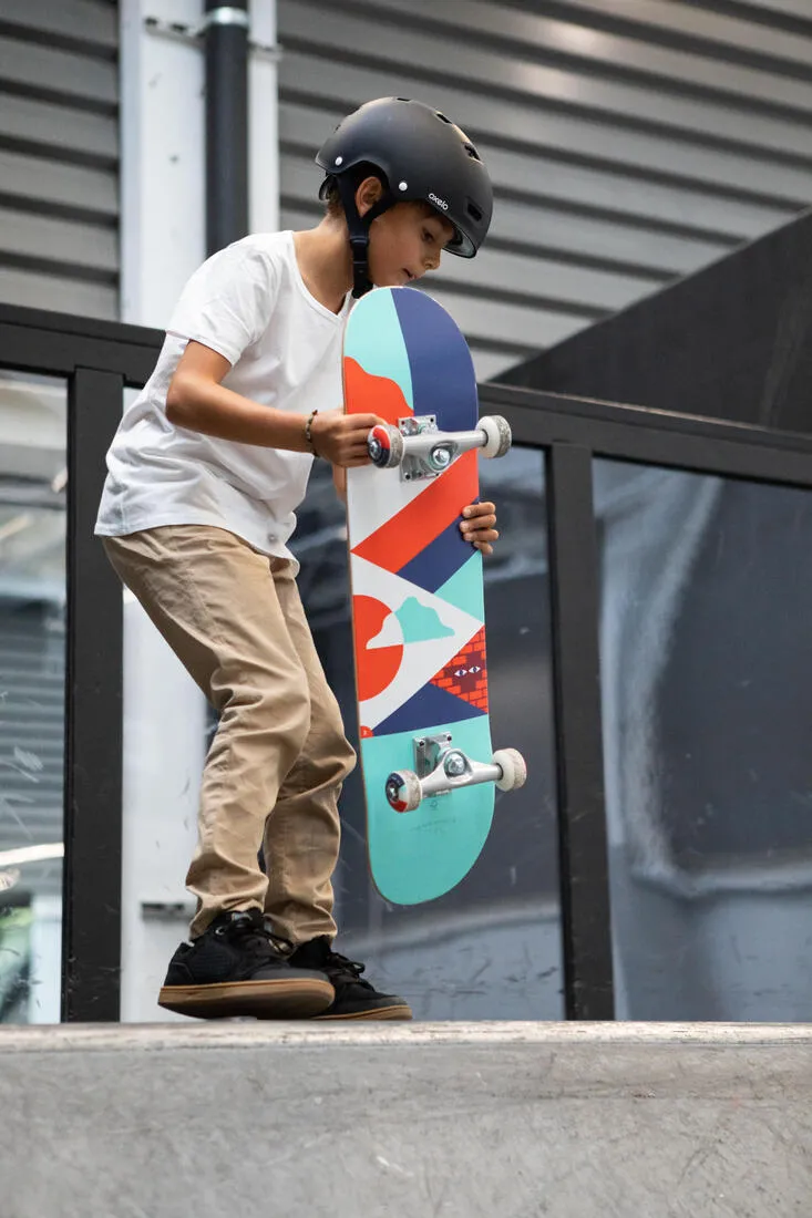 Kids' Skateboard 8-12 Years CP100 Mid Size 7.6" - Geometric