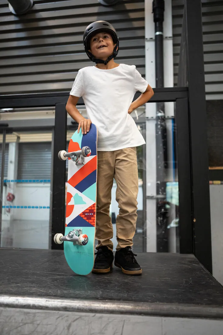Kids' Skateboard 8-12 Years CP100 Mid Size 7.6" - Geometric