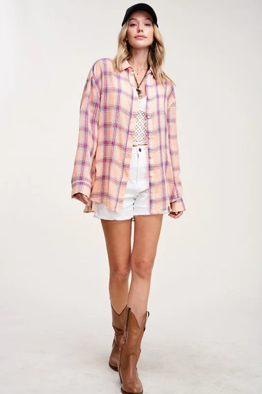 La Miel Liz Plaid Button Down Shirt