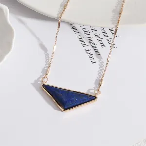 Lapis & 18K Gold-Plated Triangle Pendant Necklace