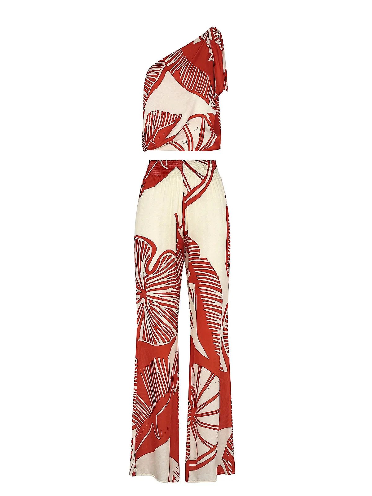 Lemon 441 One-Shoulder Blouse-Lemon 495 Pants ::RET