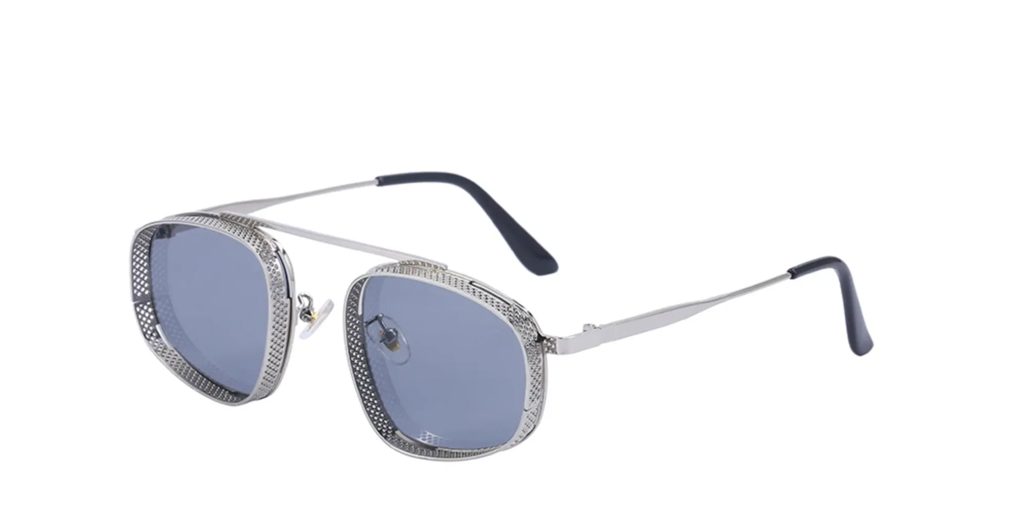 Lentes de Sol ENZO-1 Geo Metal Steampunk Hipster Dark Italian Designer Trendy