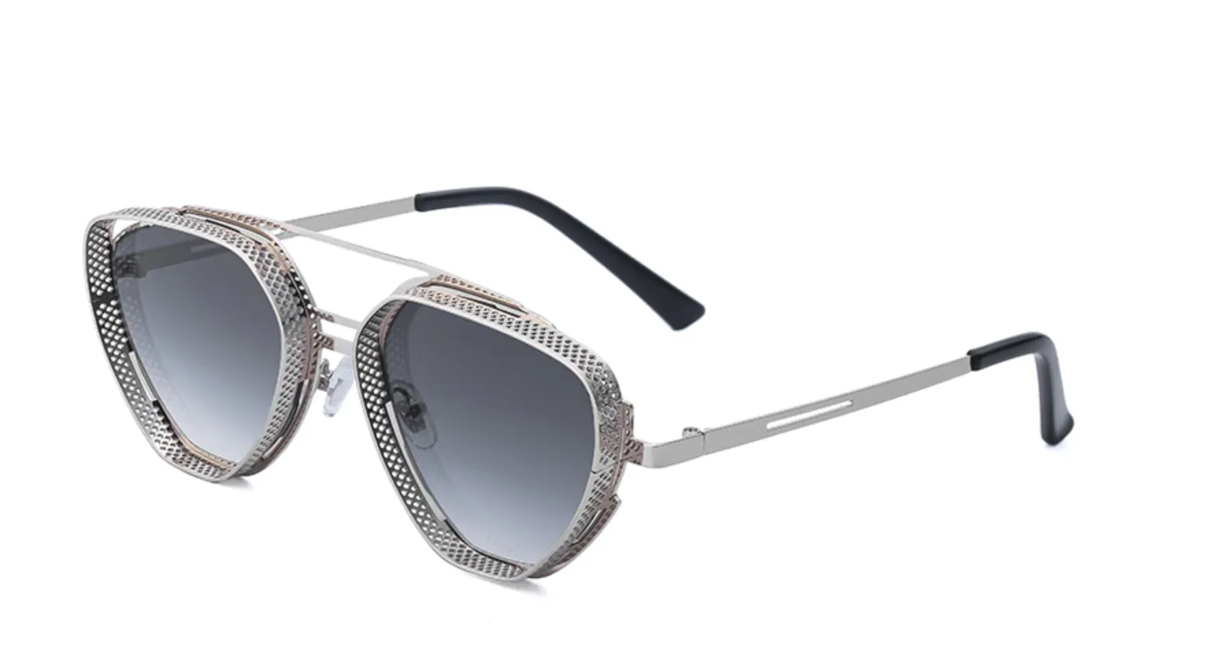 Lentes de Sol ENZO-1 Geo Metal Steampunk Hipster Dark Italian Designer Trendy