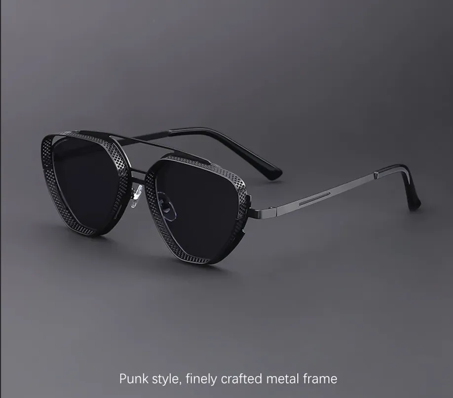 Lentes de Sol ENZO-1 Geo Metal Steampunk Hipster Dark Italian Designer Trendy