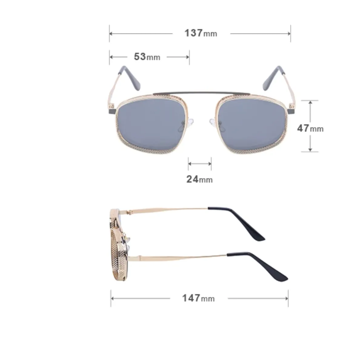 Lentes de Sol ENZO-1 Geo Metal Steampunk Hipster Dark Italian Designer Trendy