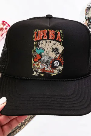 Life Is A Gamble Otto Black Foam Front Trucker Hat