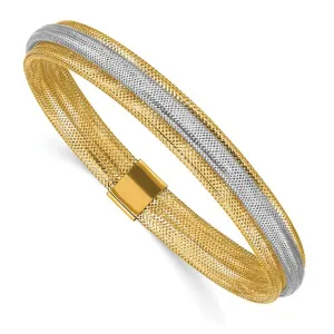 Lightweight Fancy Two-Toned Textured Bangle Bracelet (14K)