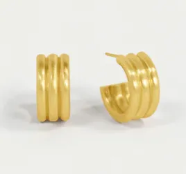 Linear Mini Hoops-Gold