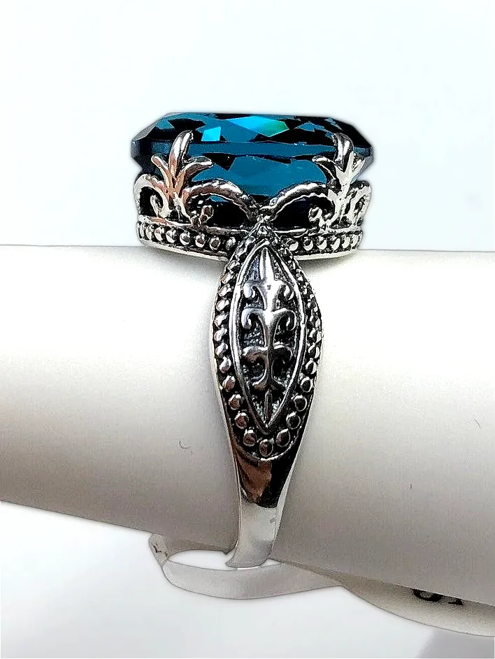 London Blue Topaz Ring, Size 5.5, Gothic Jewelry #D133 - Ready to Ship