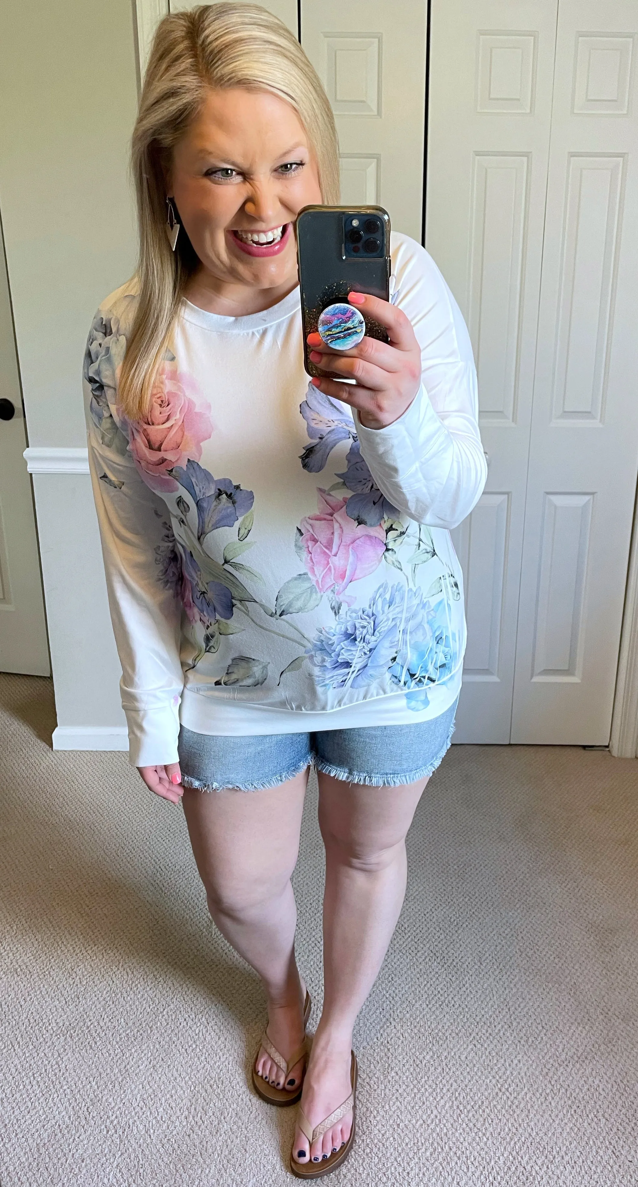 Long-Sleeved Buttery Soft Spring Floral Top