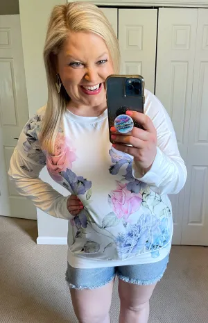 Long-Sleeved Buttery Soft Spring Floral Top