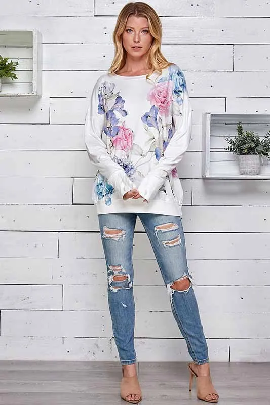 Long-Sleeved Buttery Soft Spring Floral Top