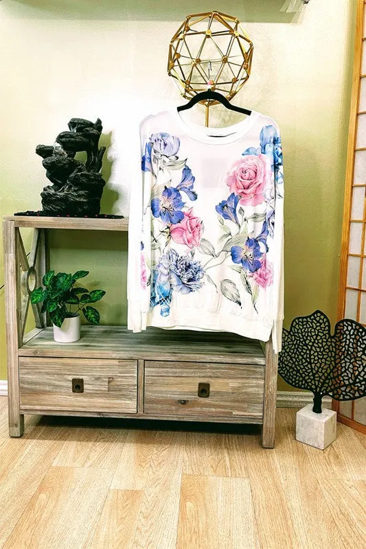 Long-Sleeved Buttery Soft Spring Floral Top