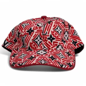 Louis Vuitton Limited Edition Monogram Print Cap – Red & White Statement Piece