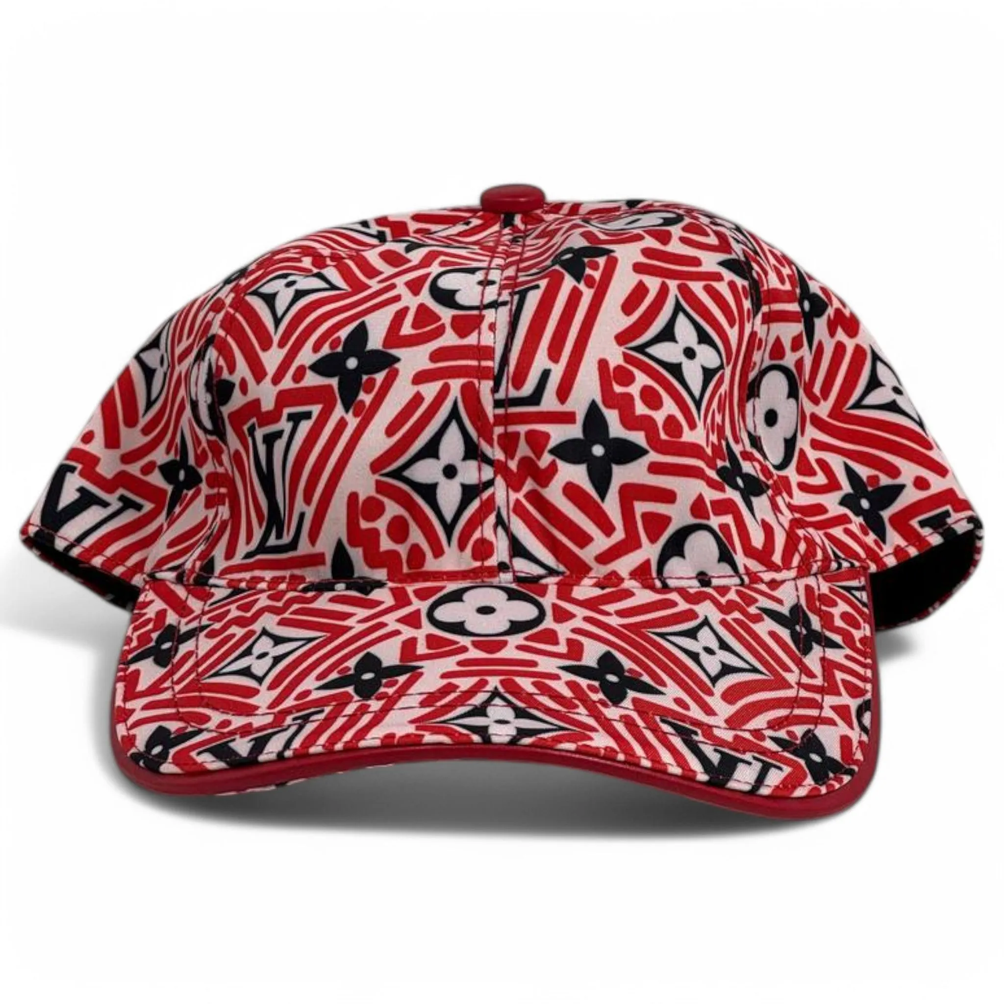 Louis Vuitton Limited Edition Monogram Print Cap – Red & White Statement Piece