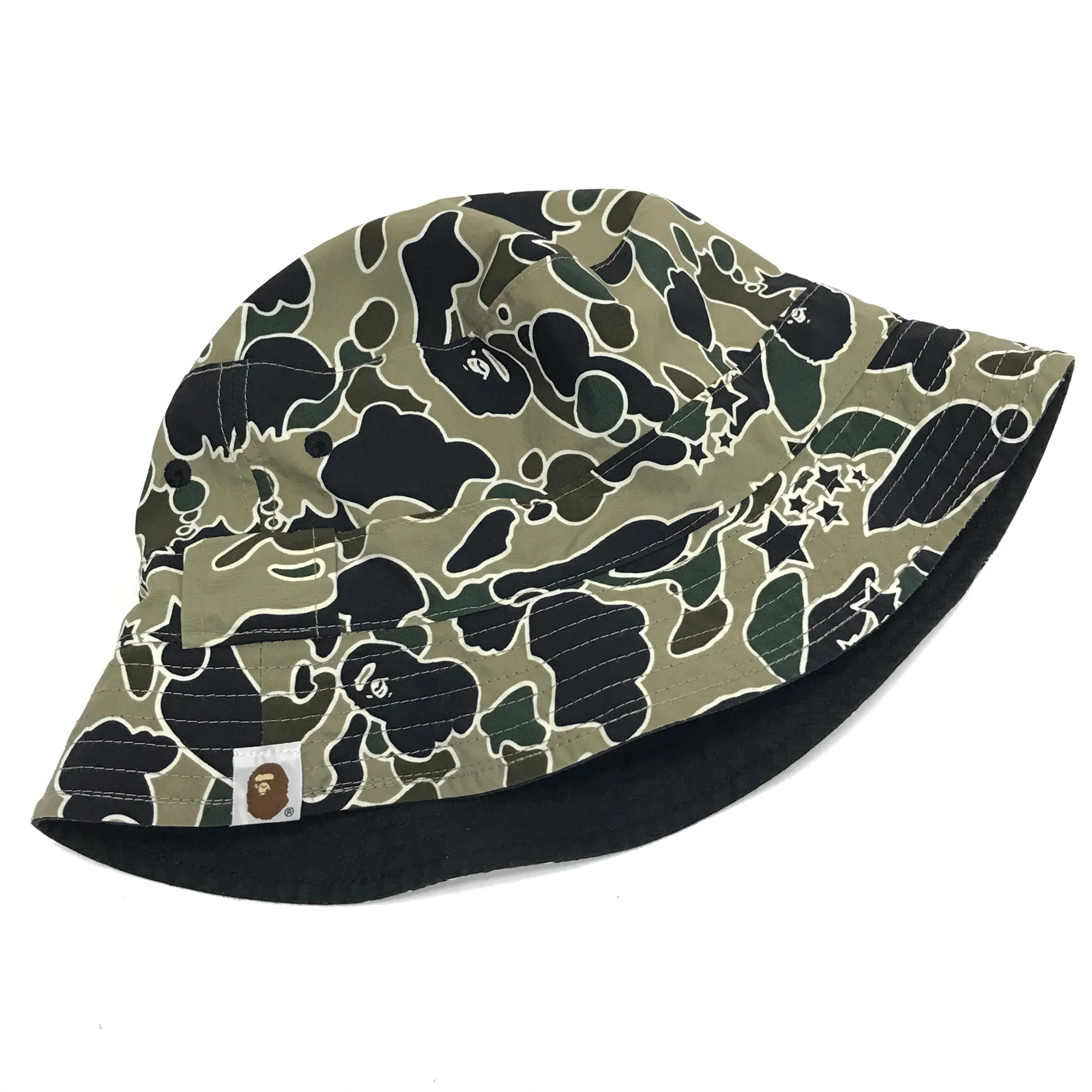 [M] A Bathing Ape Bape Vintage Sta Psyche Camo Reversible Bucket Hat Black