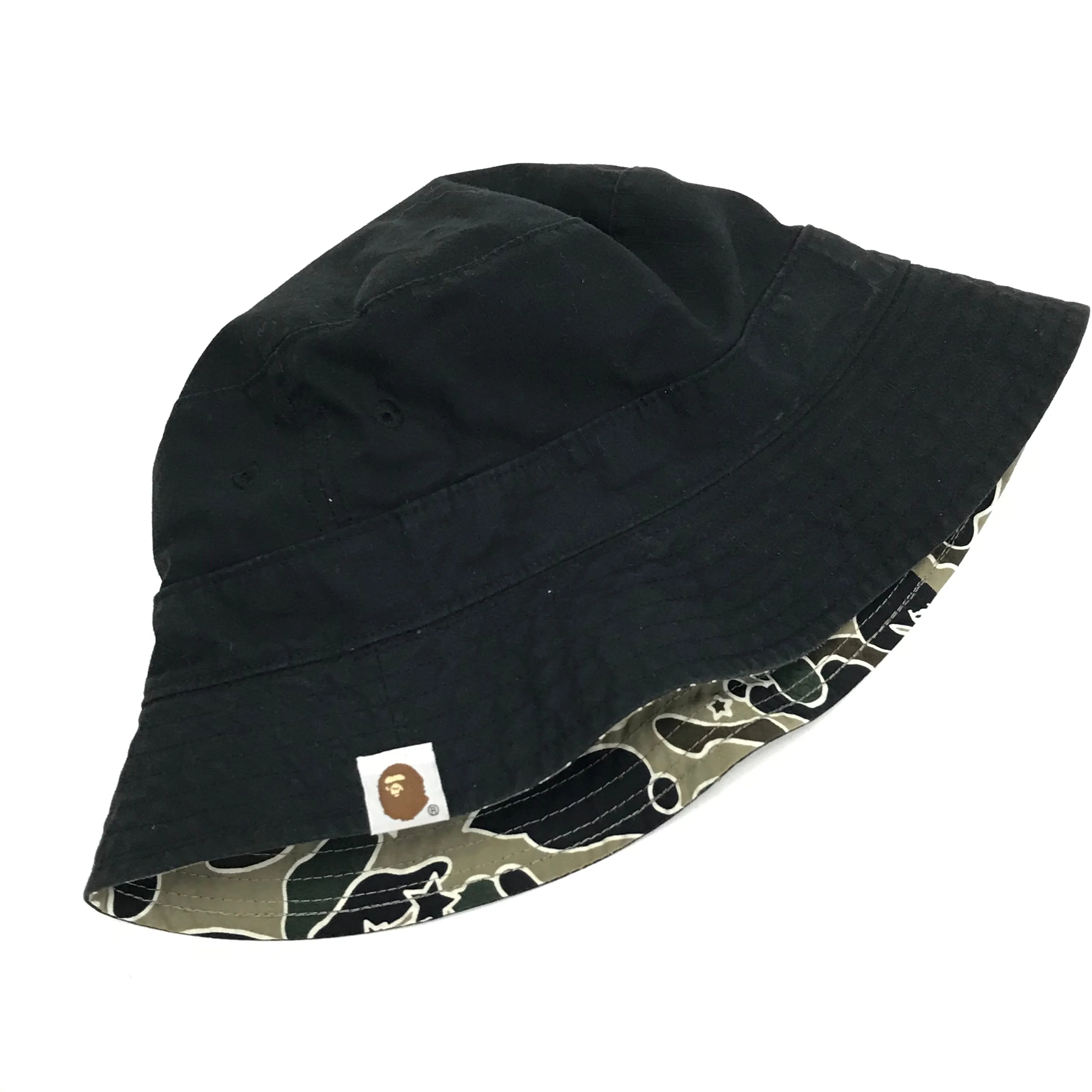 [M] A Bathing Ape Bape Vintage Sta Psyche Camo Reversible Bucket Hat Black