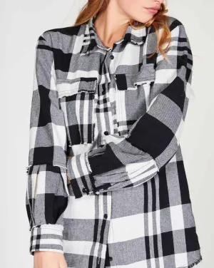 Madras Plaid Raw Button-Up Shirt