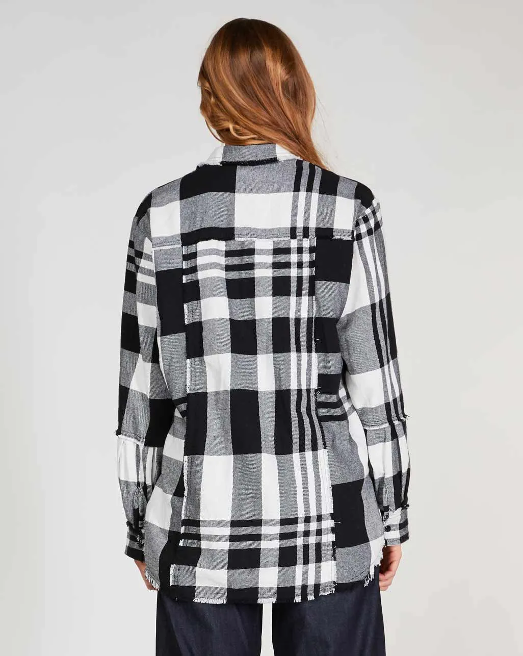 Madras Plaid Raw Button-Up Shirt