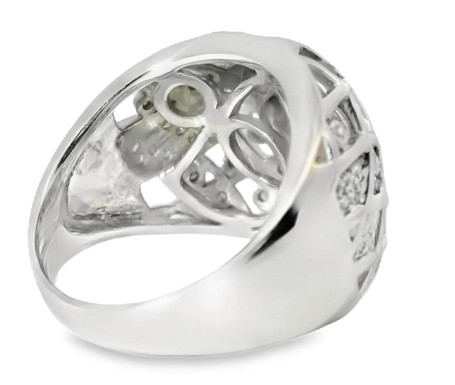 Magnificent 14K White Gold Diamond Designer Dome Fashion Cocktail Band Ring