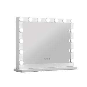 Makeup Mirror With Light Hollywood 15 LED Bulbs Vanity Lighted White 58cm x 46cm