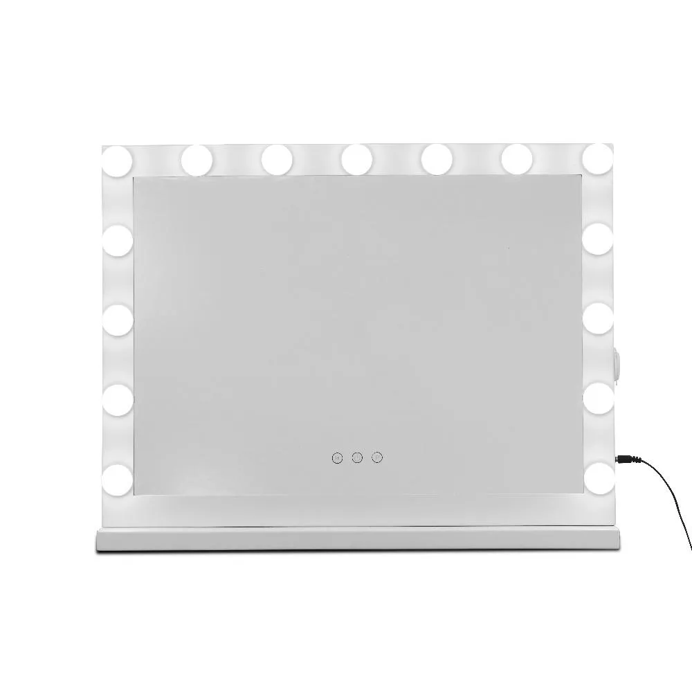 Makeup Mirror With Light Hollywood 15 LED Bulbs Vanity Lighted White 58cm x 46cm