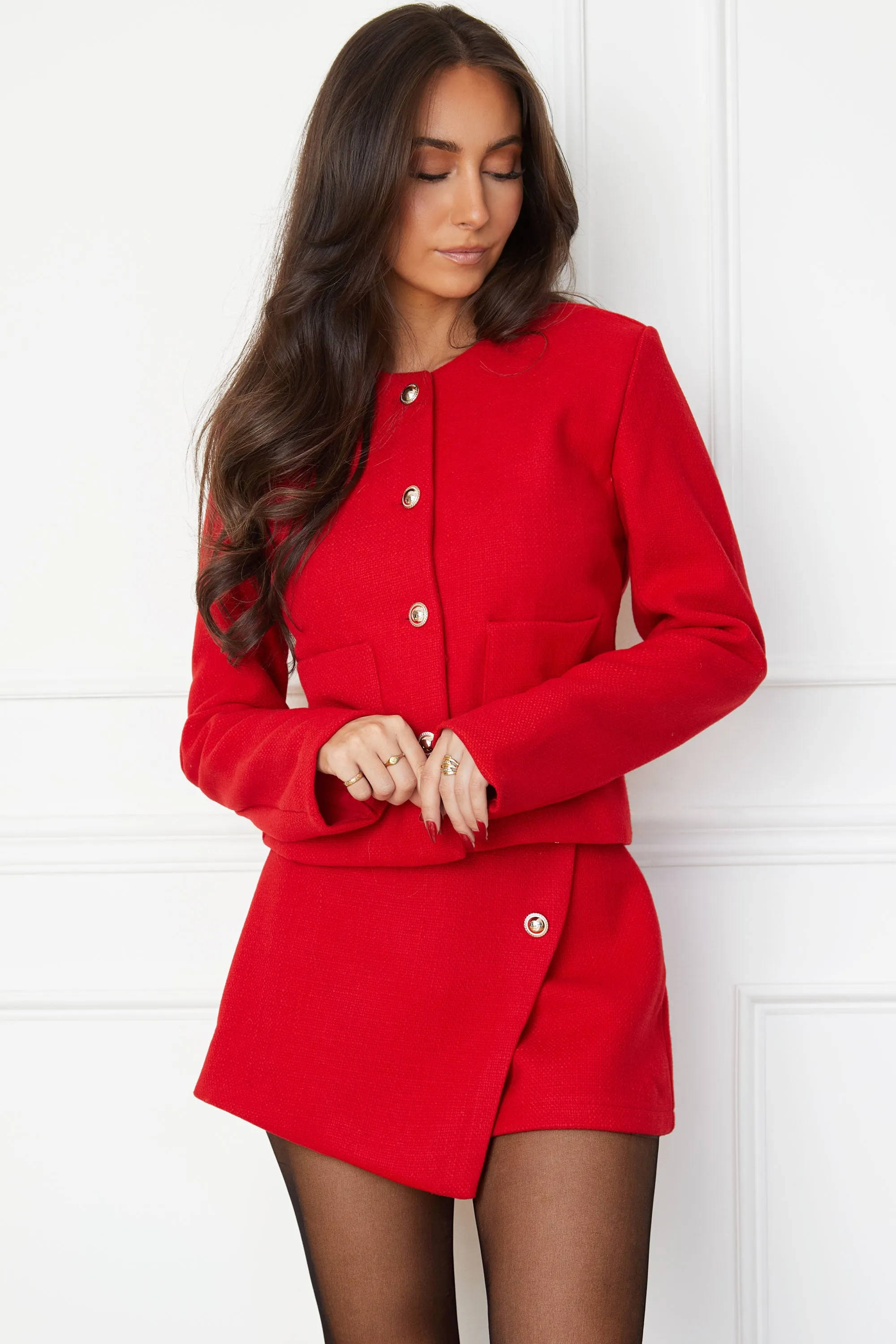 Marieanne Red Tweed Skort