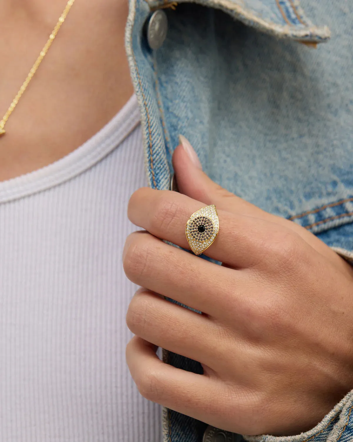 Melinda Maria Black Evil Eye Ring