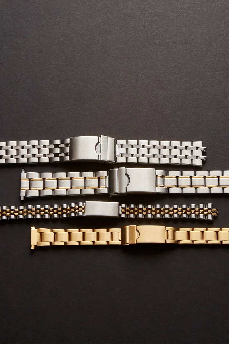 Mens 18-22MM Stainless Steel Mesh Band with Straight Adjustable End in Gold, Silver or Black